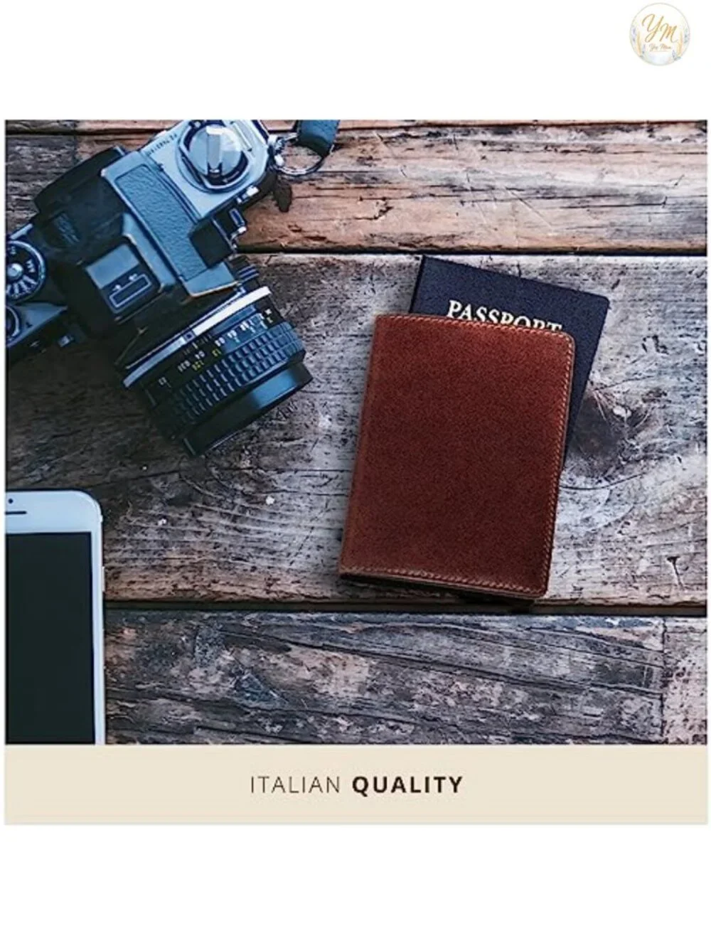 Handmade Italian Leather Passport Cover with Card Pockets